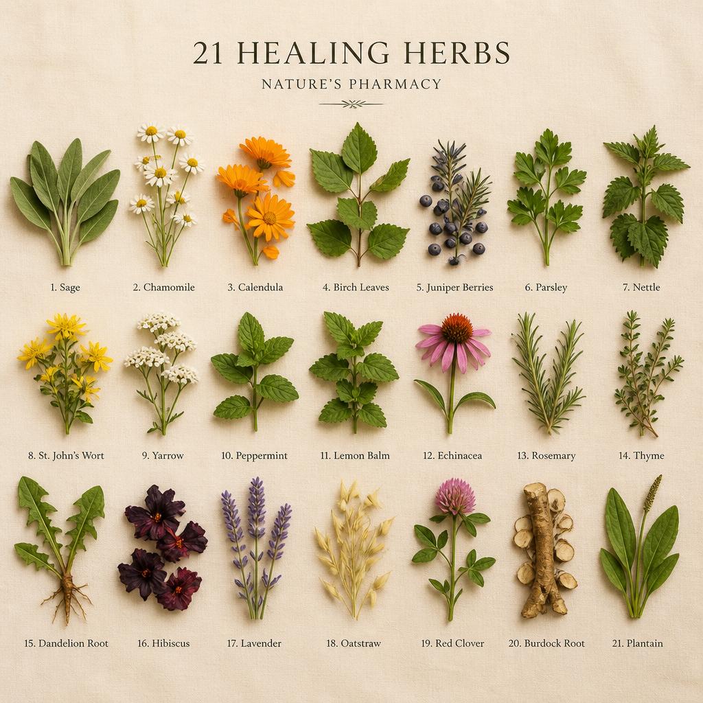 Ilustrație cu plantele din formula Inkoherb